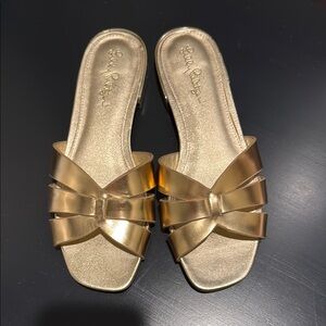 Lilly Pulitzer Gold Slide Sandals